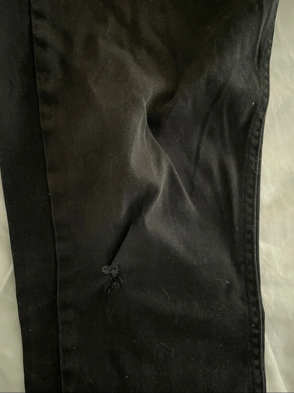 Vintage Genes- Cotton Mid Rise Slim Black Distressed Denim Pants Raw Edge